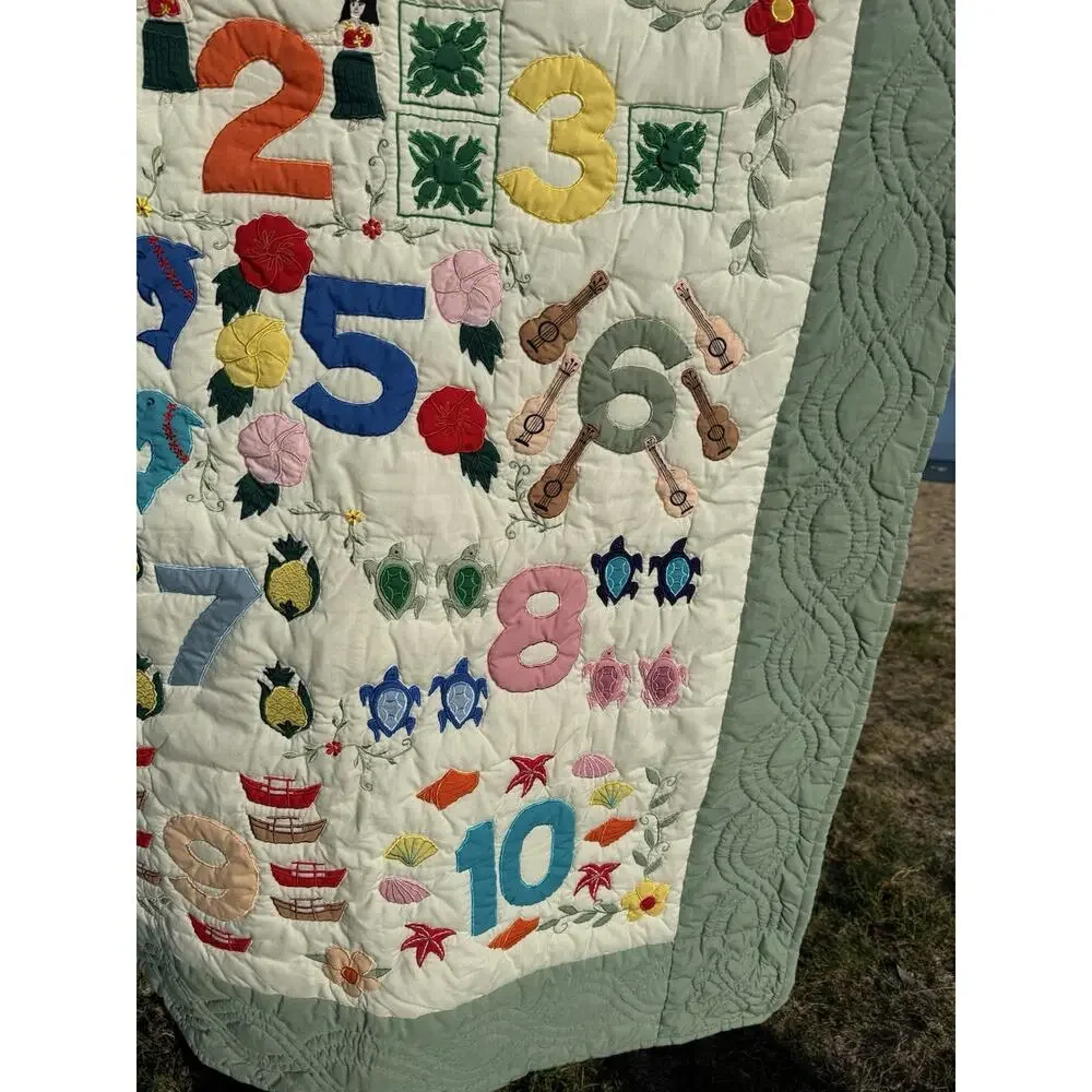 Hawaiian 1 to 10 Counting Baby Hawaiian Quilt Hula Turtles Ukuleles